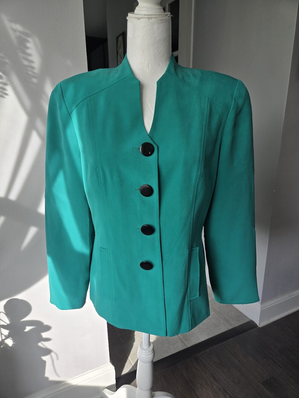 Vintage SHOMI by Miller Shor 100% Silk Dr- Jade Green - Size 10